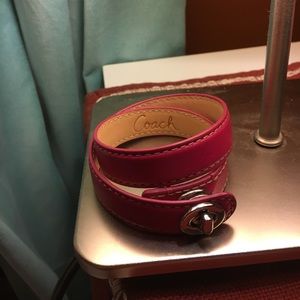 Coach Leather Double Wrap Turnlock Bracelet