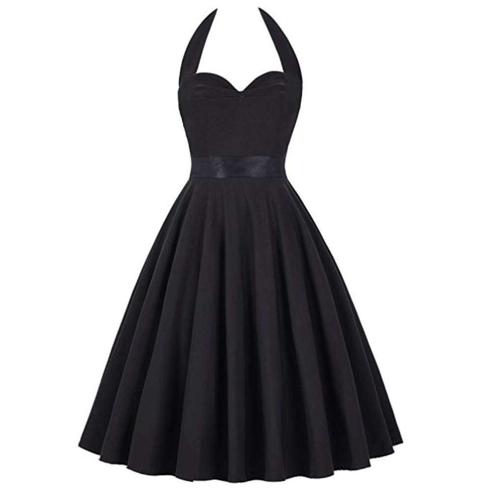 🔵 Black Audrey Hepburn style dress