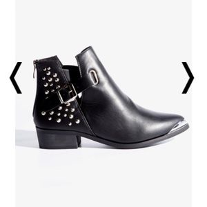 Black studded ankle boots faux leather