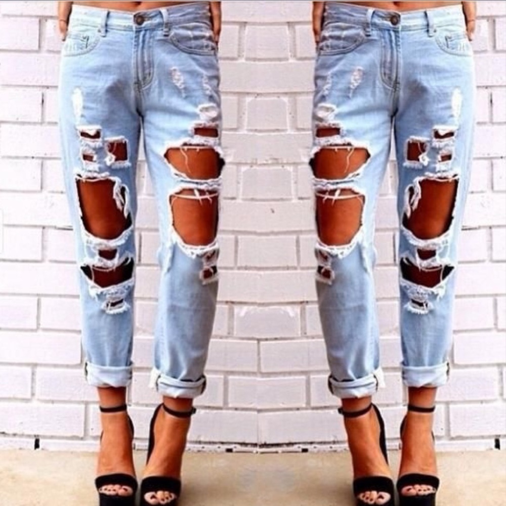 Destroyed Light Wash Pants