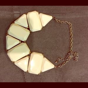 White and gold chunky architectural necklace