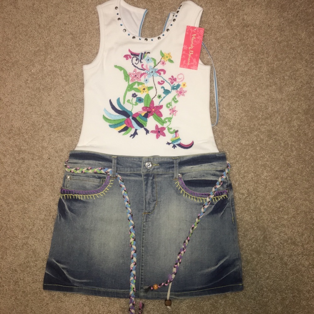 Hannah Banana white tank/jean shirt dress