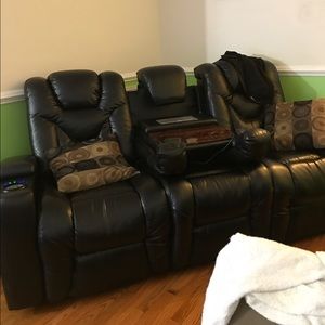 Black recliner couch phone charger & night light