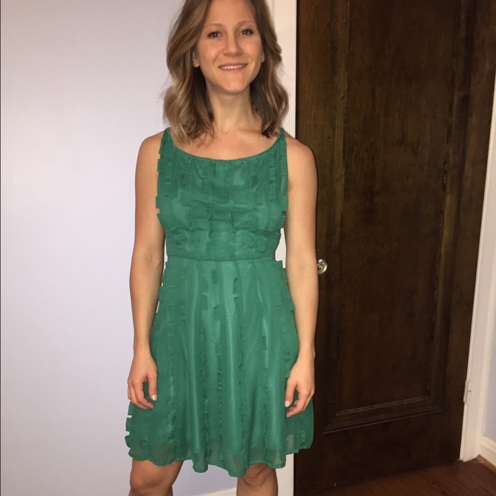 Textured green/teal cocktail dress