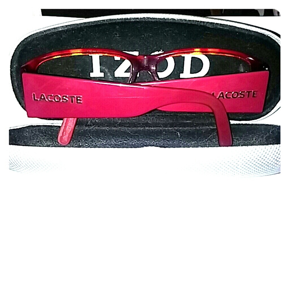 Red Izod Lacoste reading glasses & case