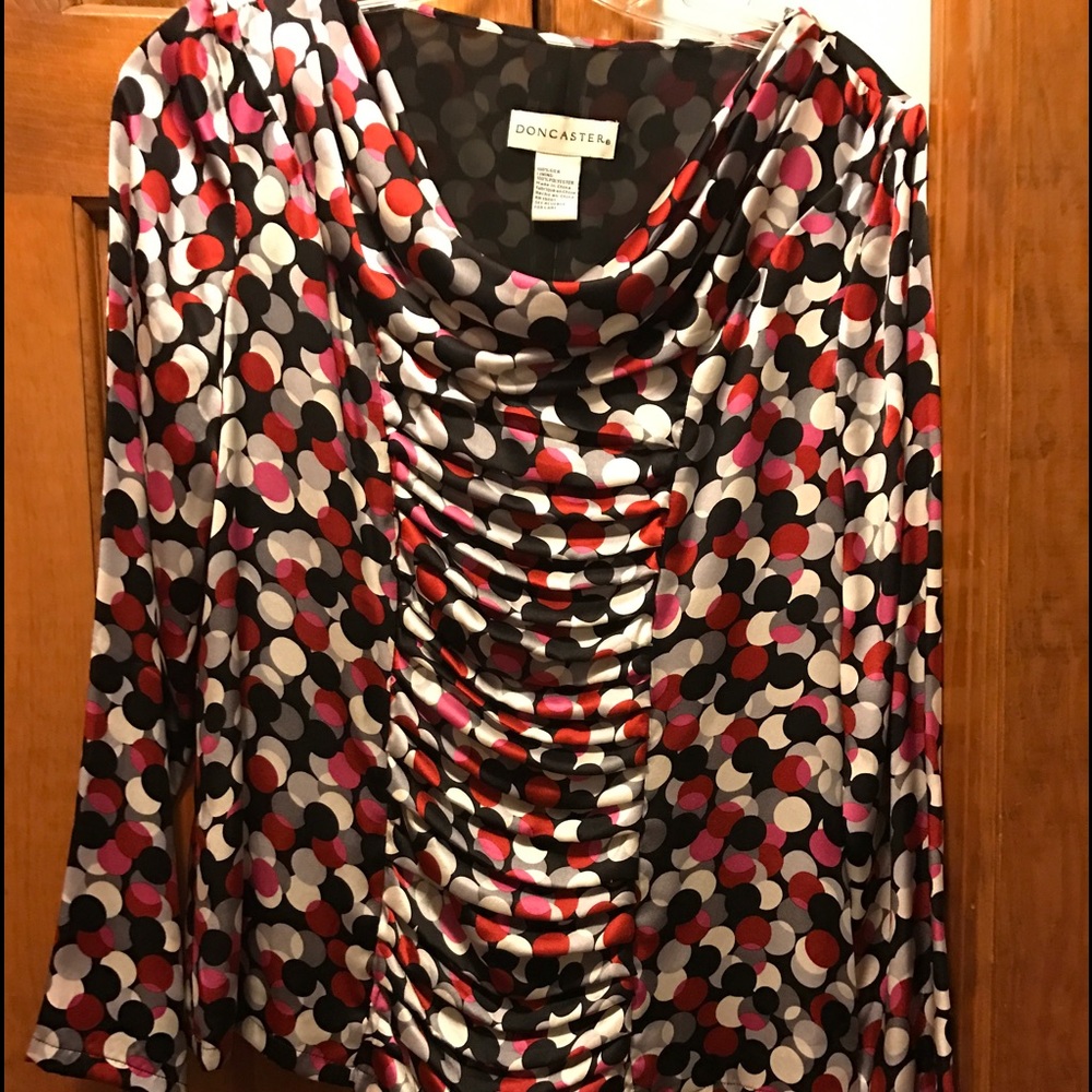Donaster Silk outer fitted cowl neck blouse