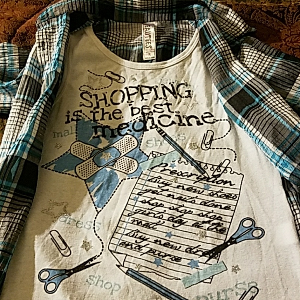Girls long sleeve shirt flannel with tank top