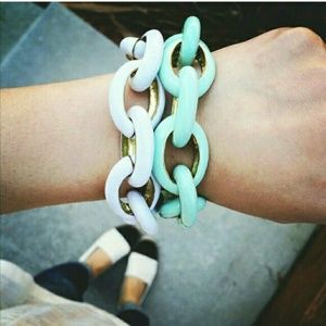White enamel link bracelet