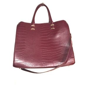 H&M Burgundy Crocodile Print Tote Bag