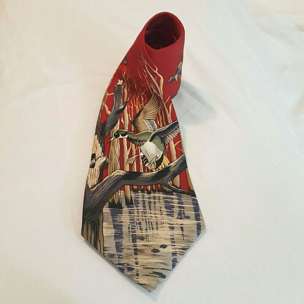 Field and Stream 100% silk tie with duck
