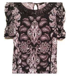 Printed keeled tunic top