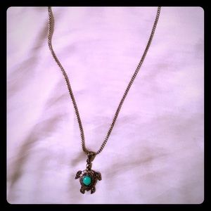 Turquoise turtle silver necklace