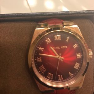 Michael Kors watch with red leather band