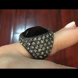 Big black and crystal ring