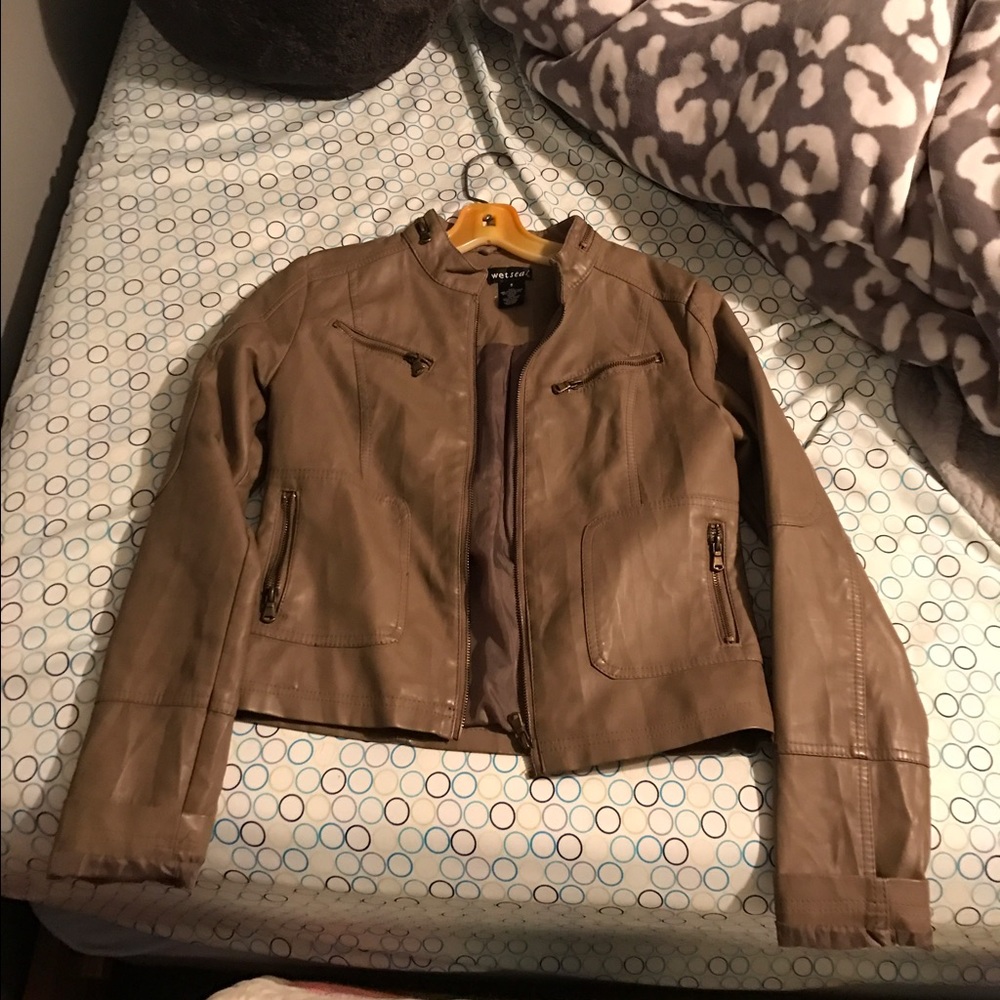 Wet Seal taupe/tan leather jacket