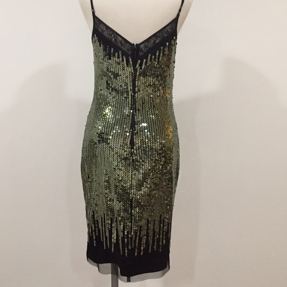 ONLY $50🙀🙀 bebe EMBL SEQUINS SLIP DRESS W/ LACE - Picture 2 of 5