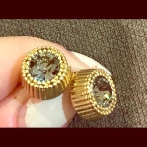 Dark grey crystal and gold earrings