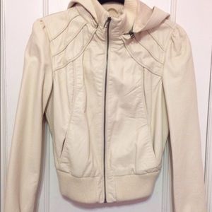 White Leather Bomber Jacket