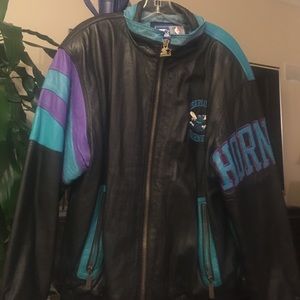 Vintage Charlotte Hornets genuine leather jacket
