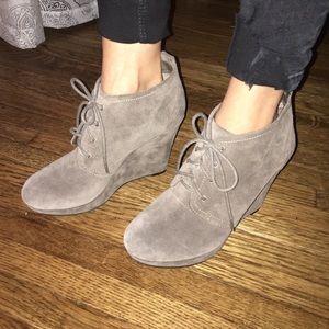 grey suede wedge heels