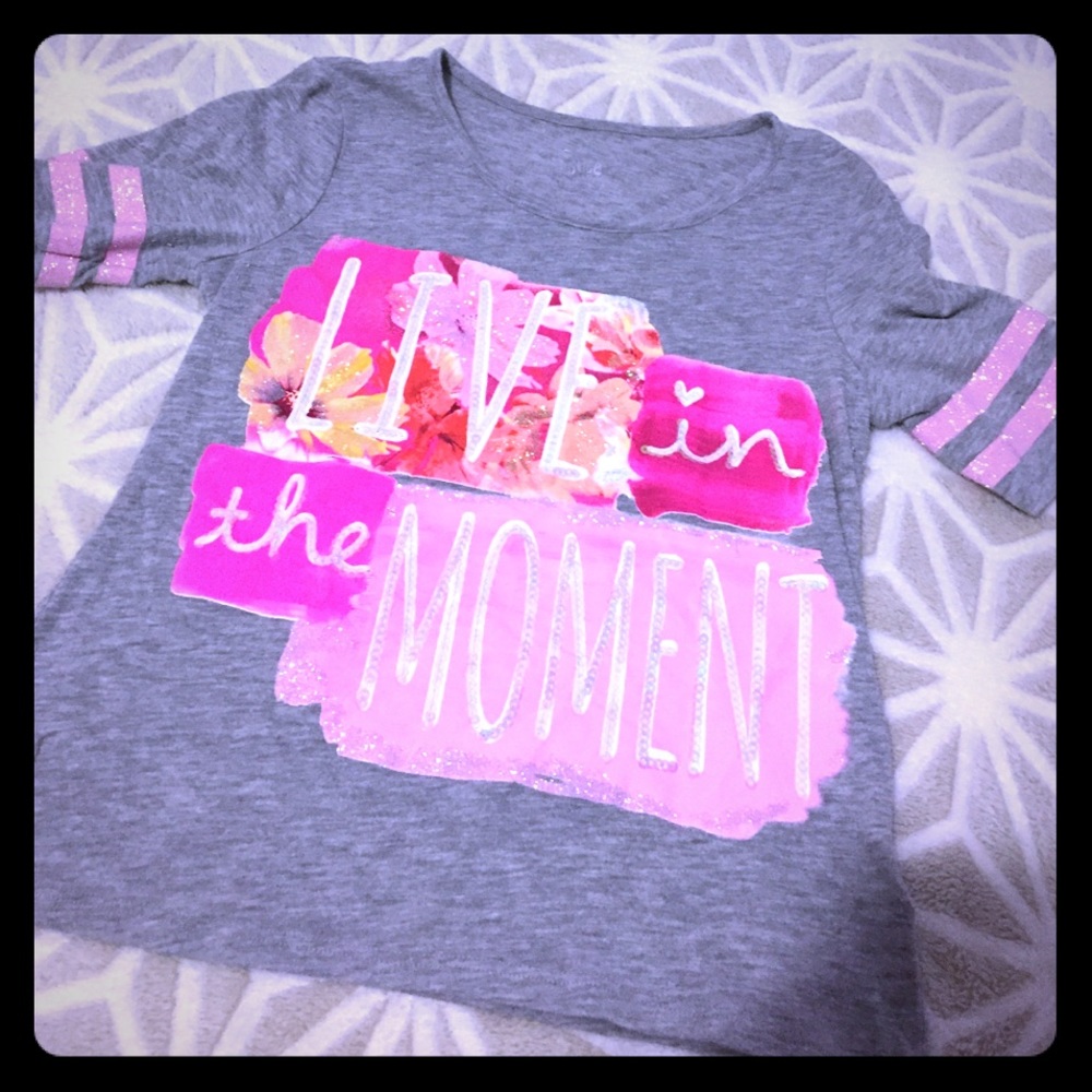 Justice crop football tee with quote