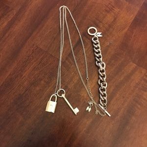 Victoria Secret Lock and Key Necklace & Bracelet