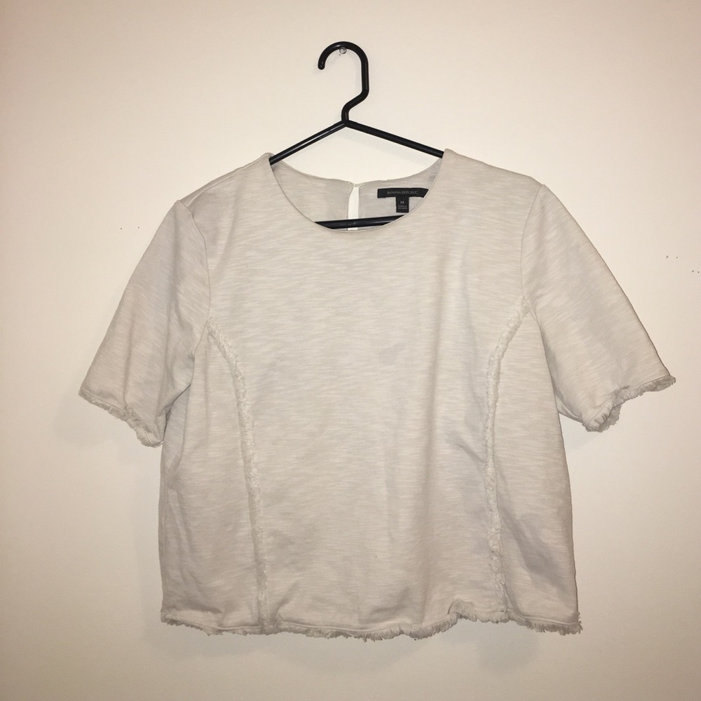banana republic fringe cream crop top