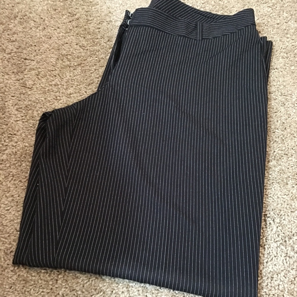 Curvy Fit Black Pinstriped Dress Pant