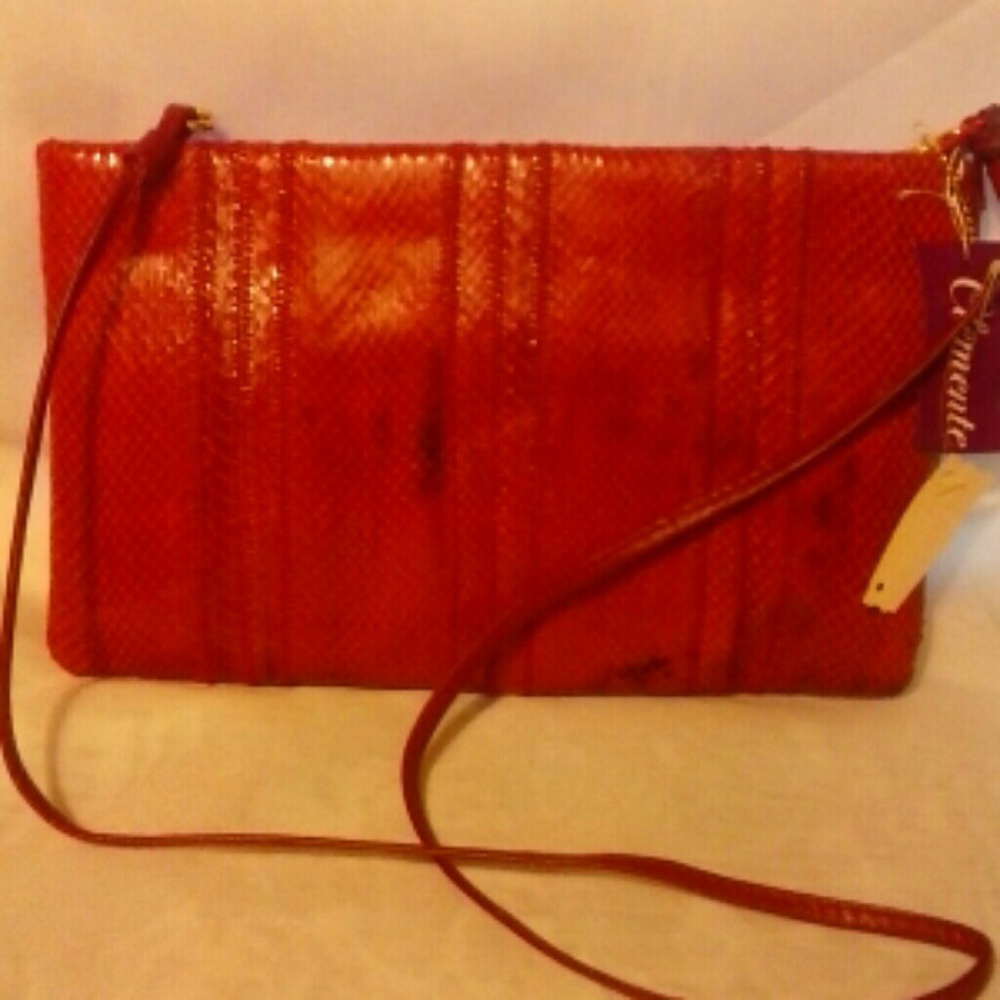 Genuine Snake Shoulder Red Bag New