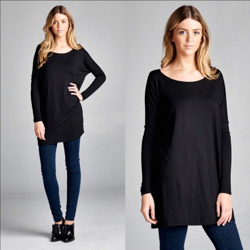 BOUTIQUE BLACK OVERSIZED BLACK SOFT TUNIC