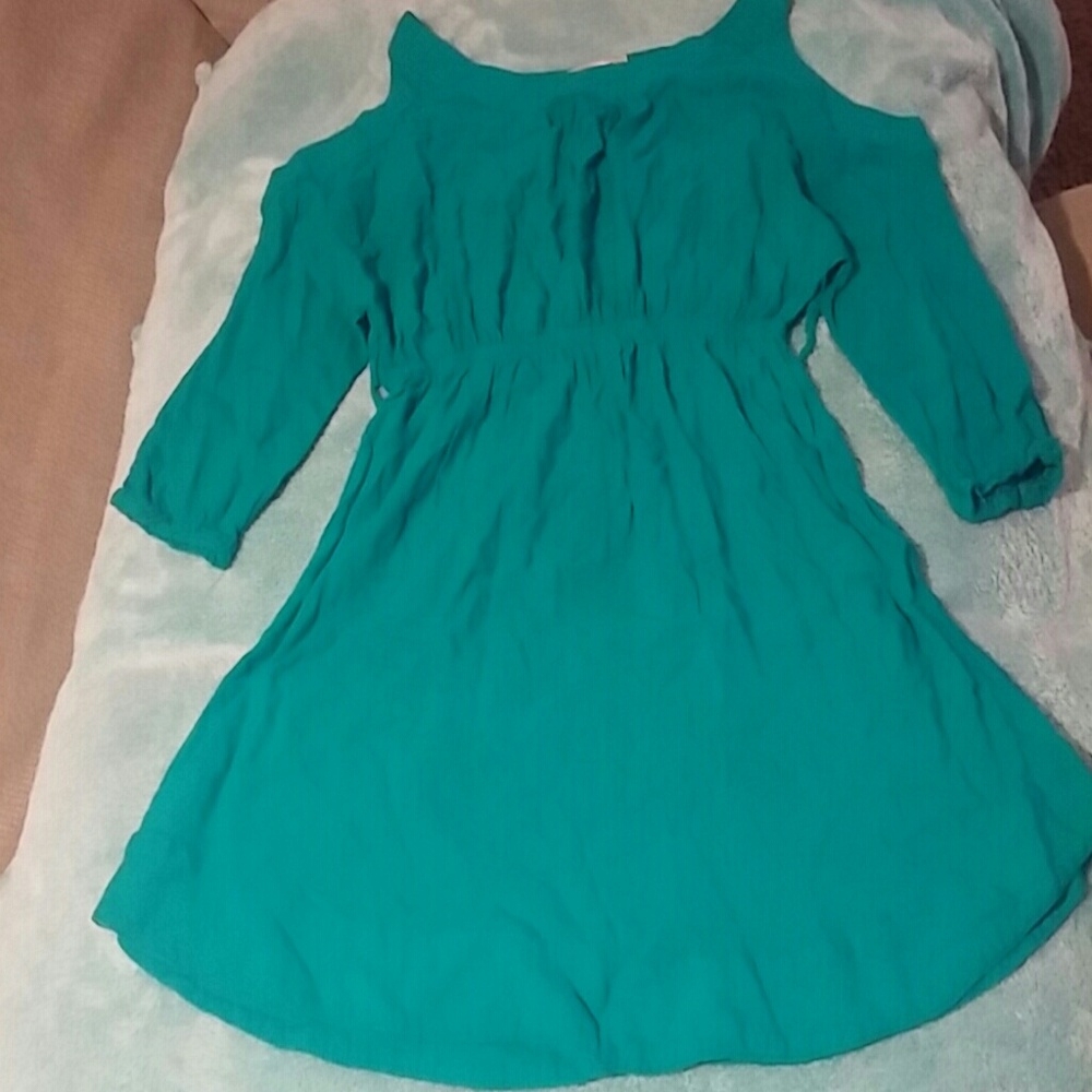Aqua peak shoulder a'gaci dress