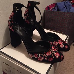 White House Black Market Shoes - White House Black Market embroidered heels White House Black Market Shoes - White House Black Market embroidered heels