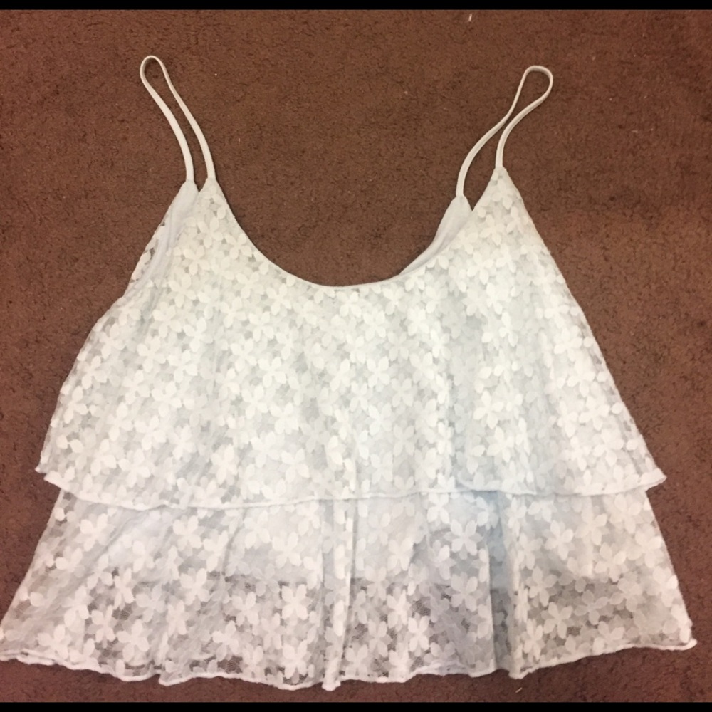 Cute light blue lace crop top