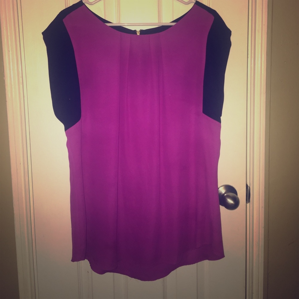 Fuchsia and black blouse