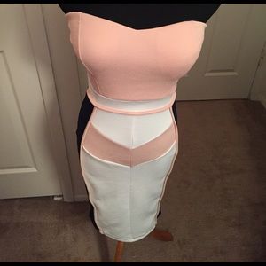 Strapless Color block Dress