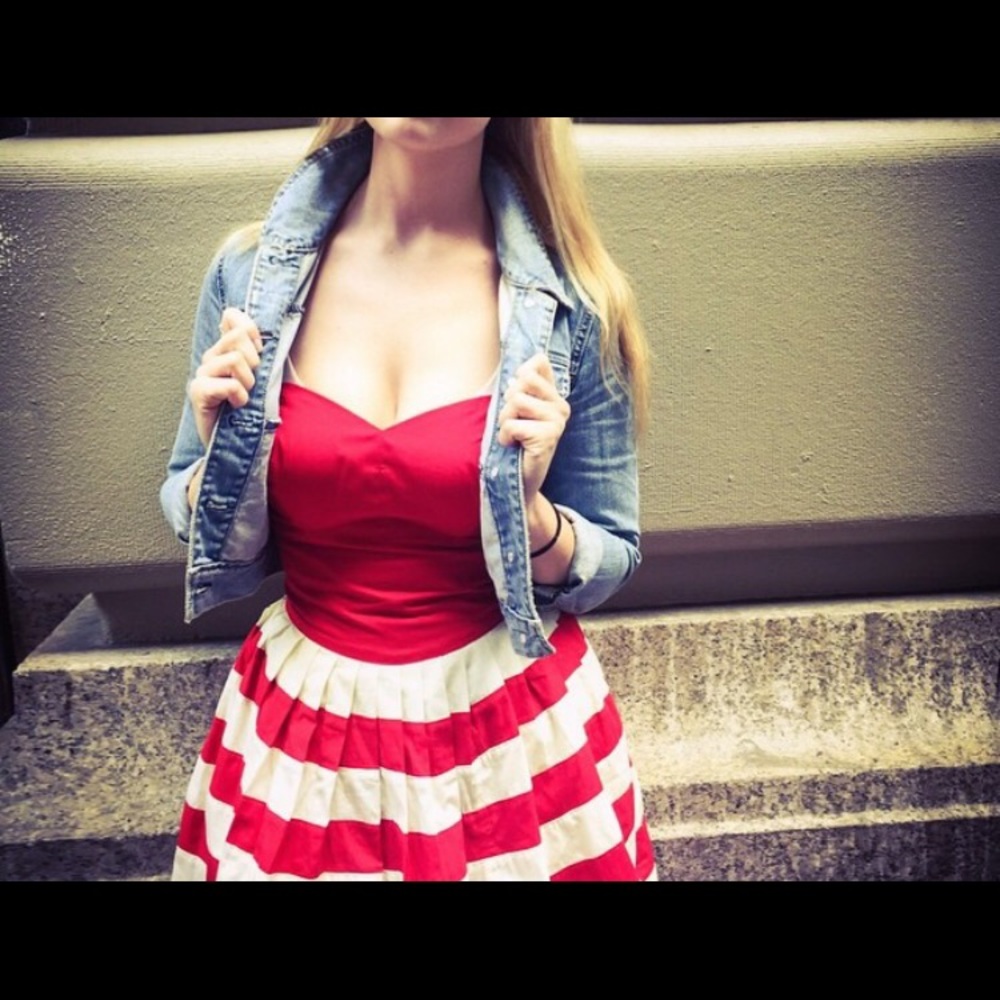eShaki Striped Red Dress!
