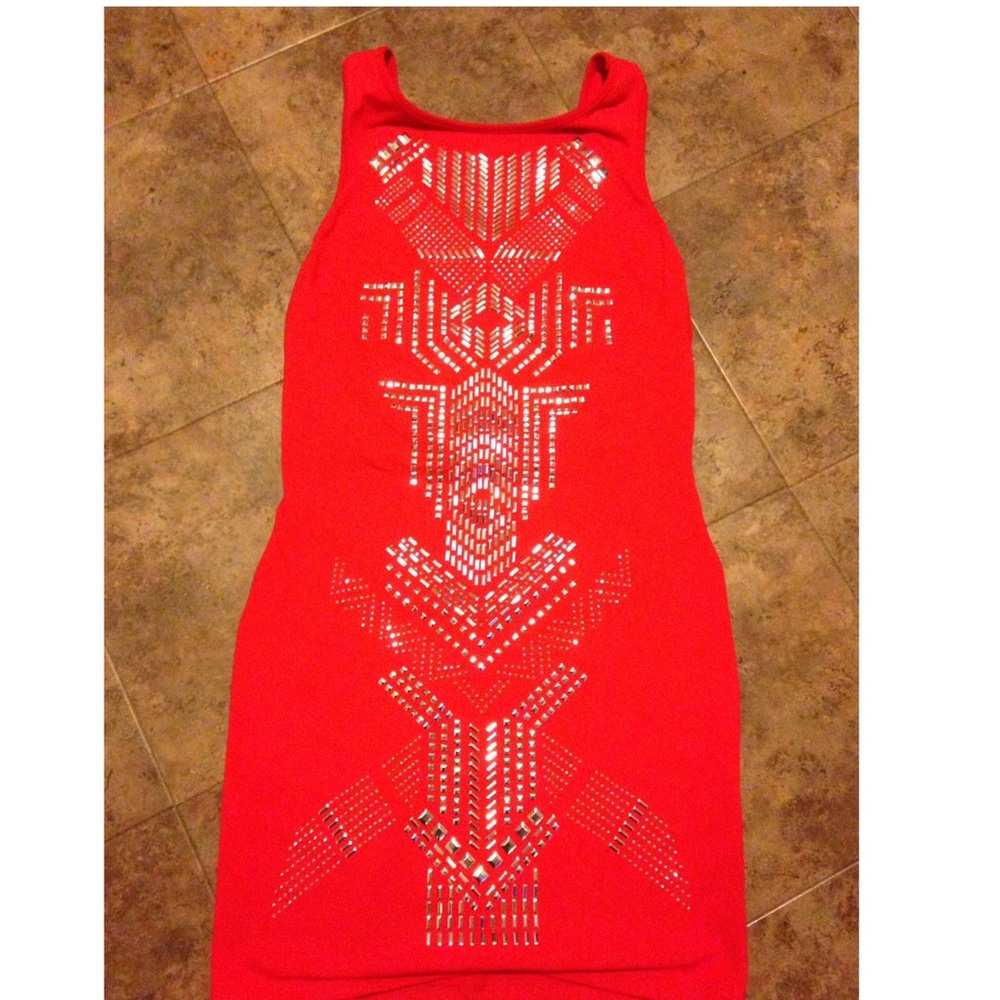 Bebe fiery red dress