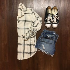 LOFT Tops - Windowpane Henley top LOFT Tops - Windowpane Henley top