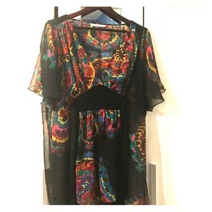 Sheer Tie Waist  Flowy Tunic