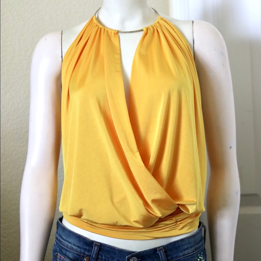 Gold Backless Halter Top