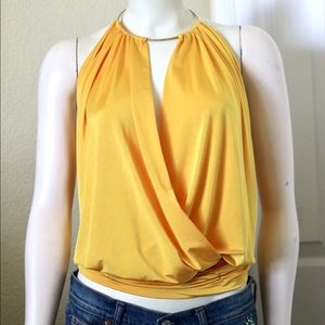 Gold Backless Halter Top