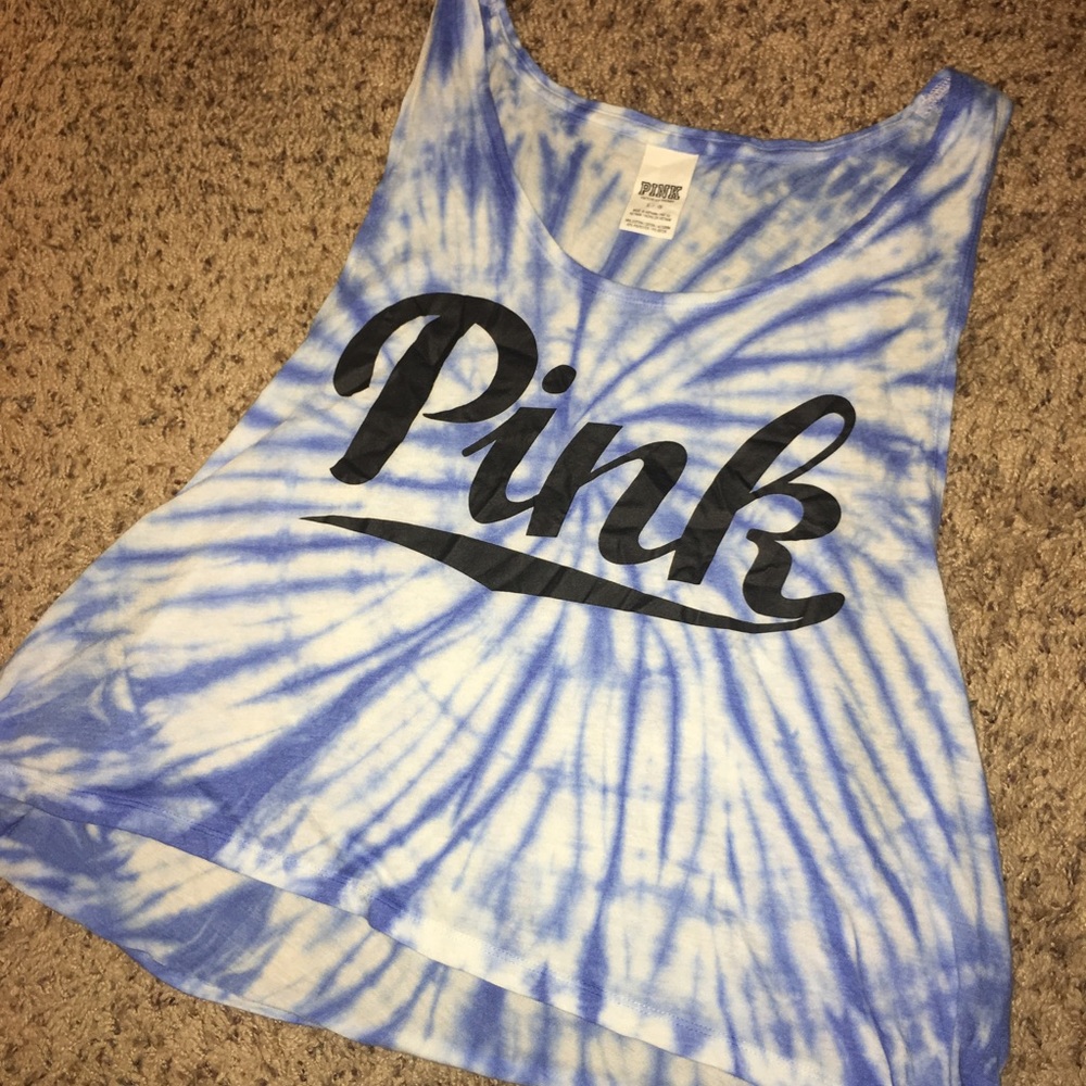 VS Pink Cropped Tie Dye Muscle Tank