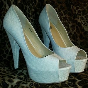 White Snake textured heels