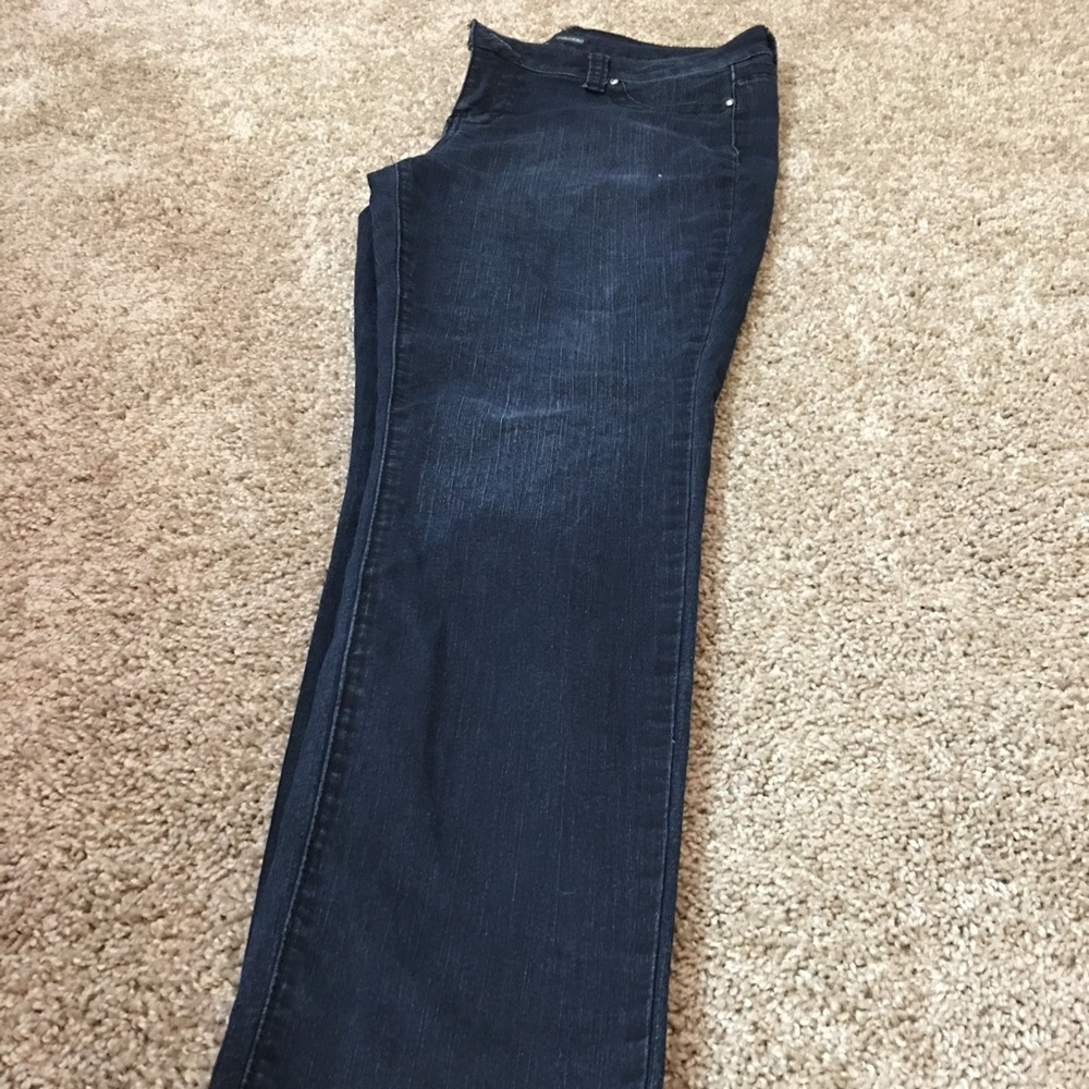 Dark Blue Black Straight Leg Jeggings