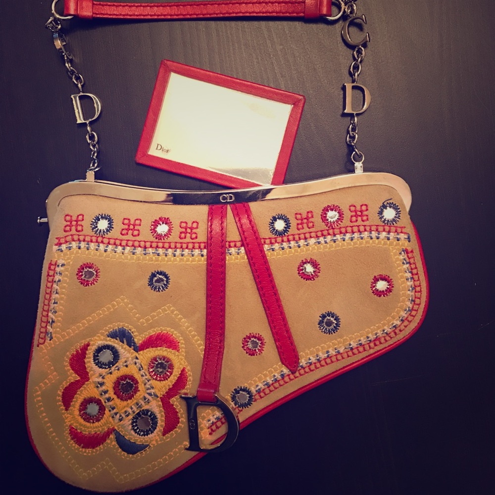 Christian Dior mini saddle bag clutch
