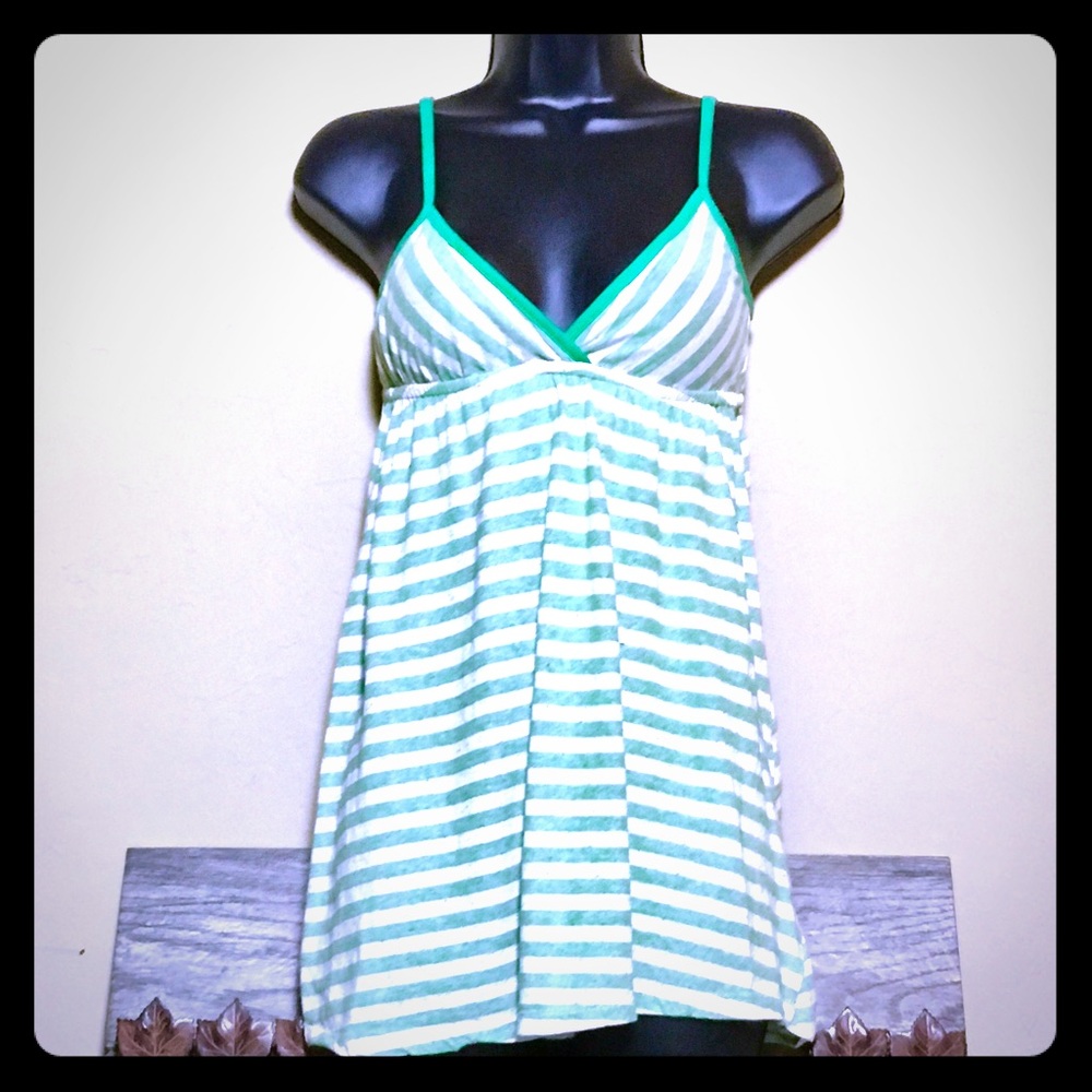 Monteau anthropologie striped spaghetti strap tank
