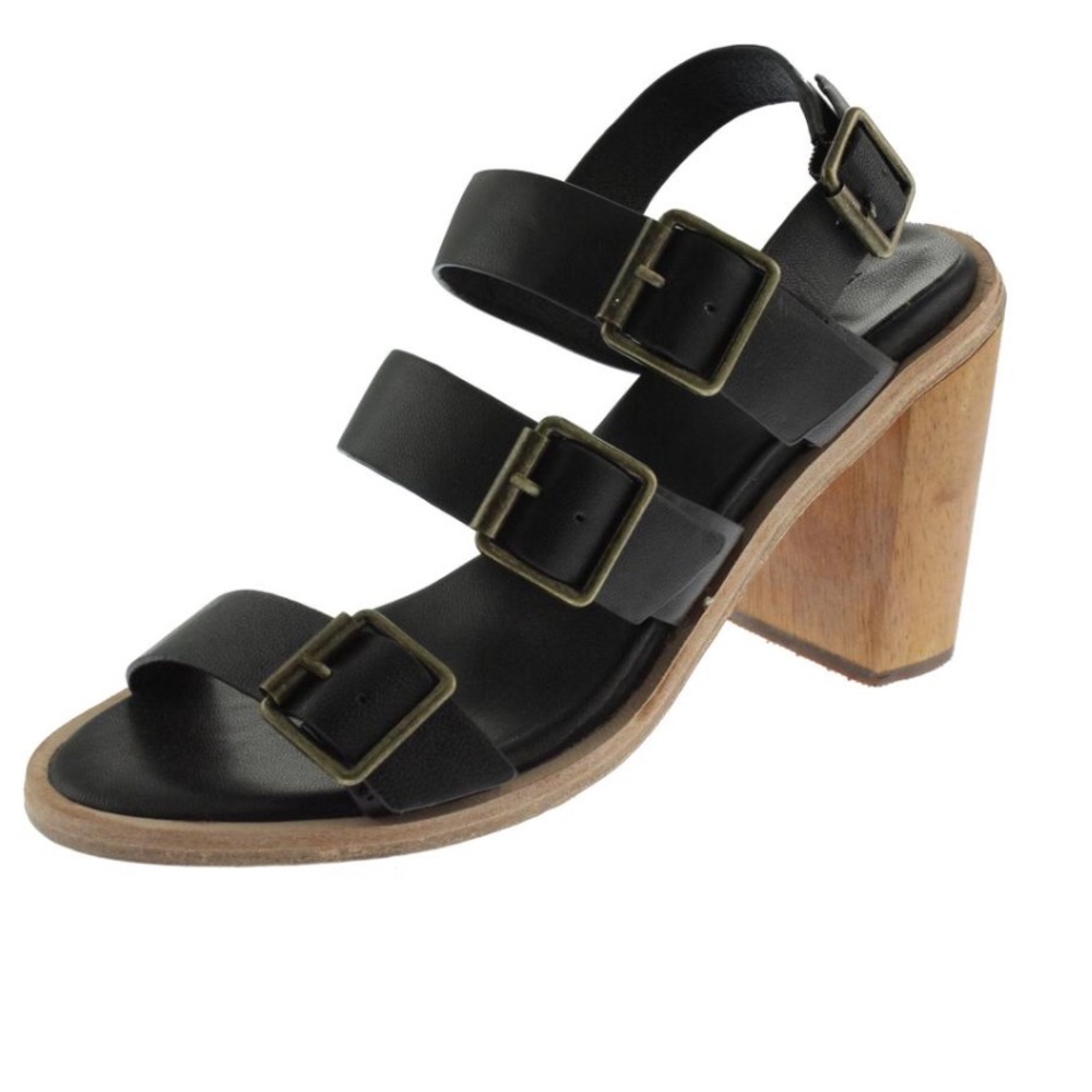 FIEL💥$330 Edith Black LEATHER Slingback Sandals