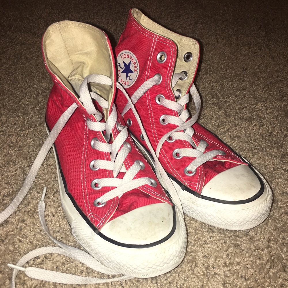 Red Converse high tops