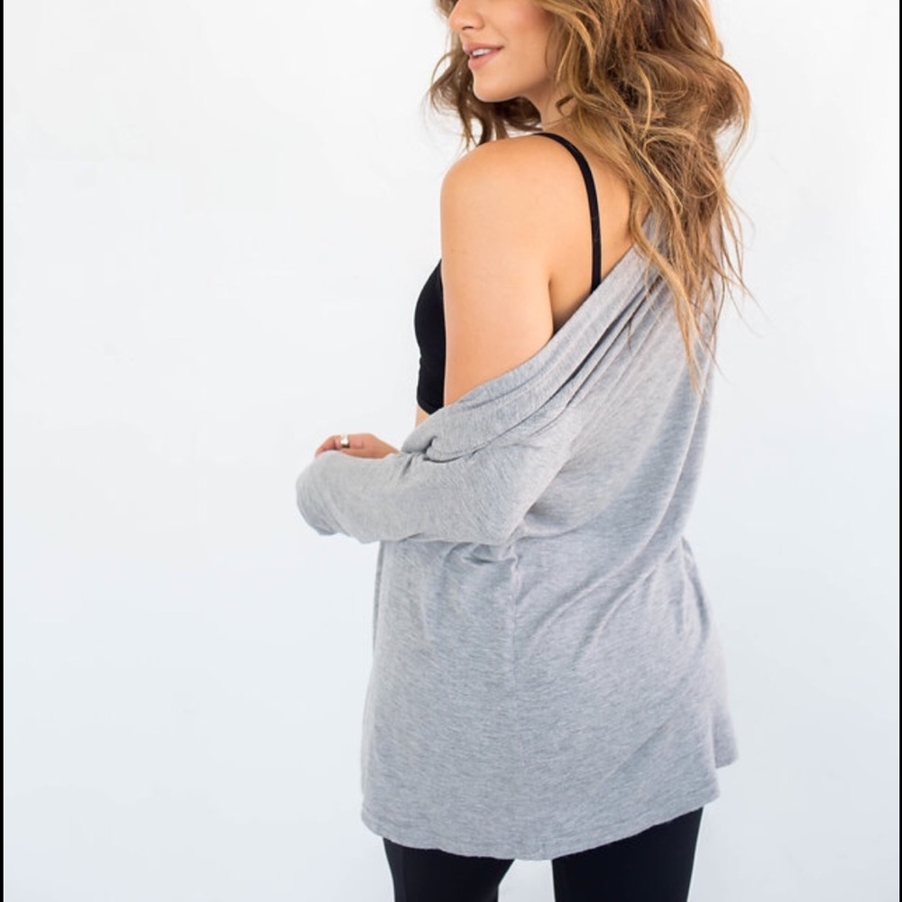 OPEN JERSEY CARDI • HEATHER GREY - Picture 4 of 4