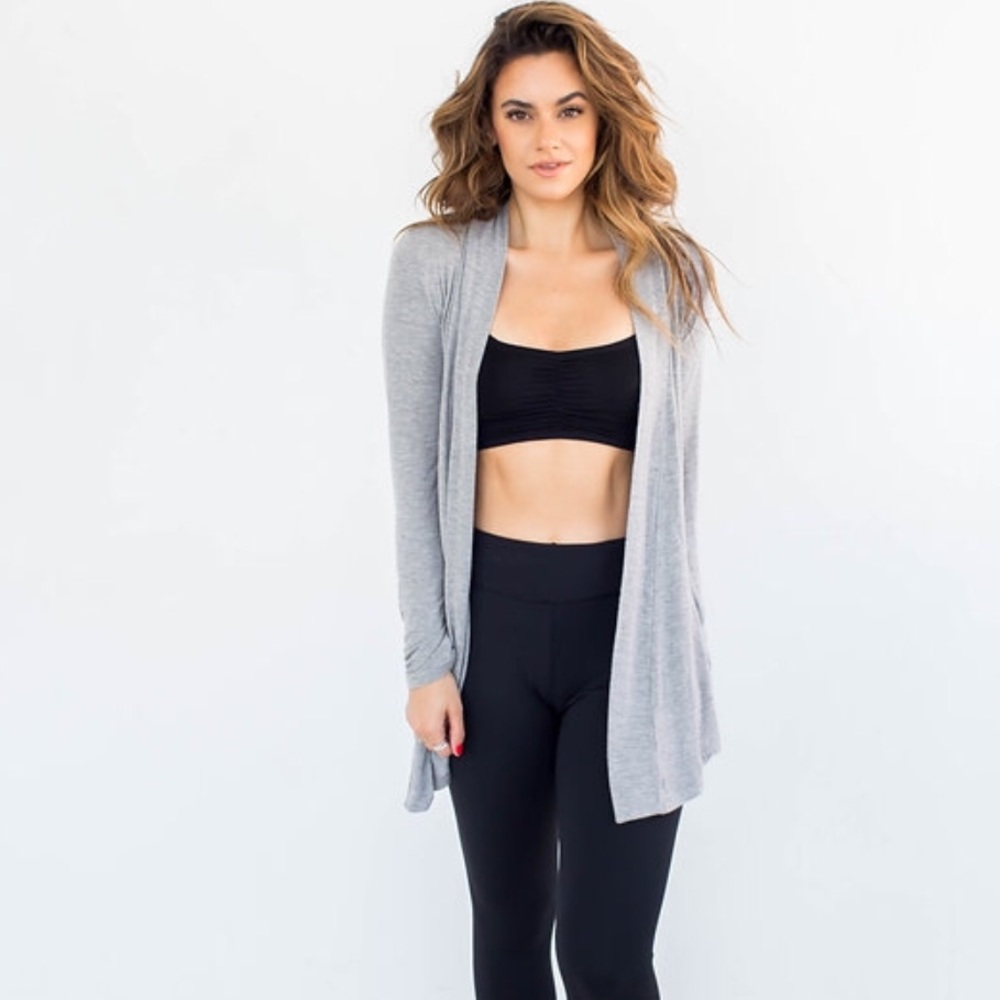 OPEN JERSEY CARDI • HEATHER GREY - Picture 2 of 4